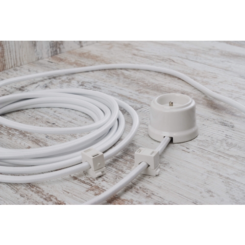 Kolorowy kabel w oplocie do instalacji natynkowych - biały 3x1,5mm2